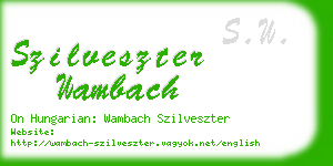 szilveszter wambach business card